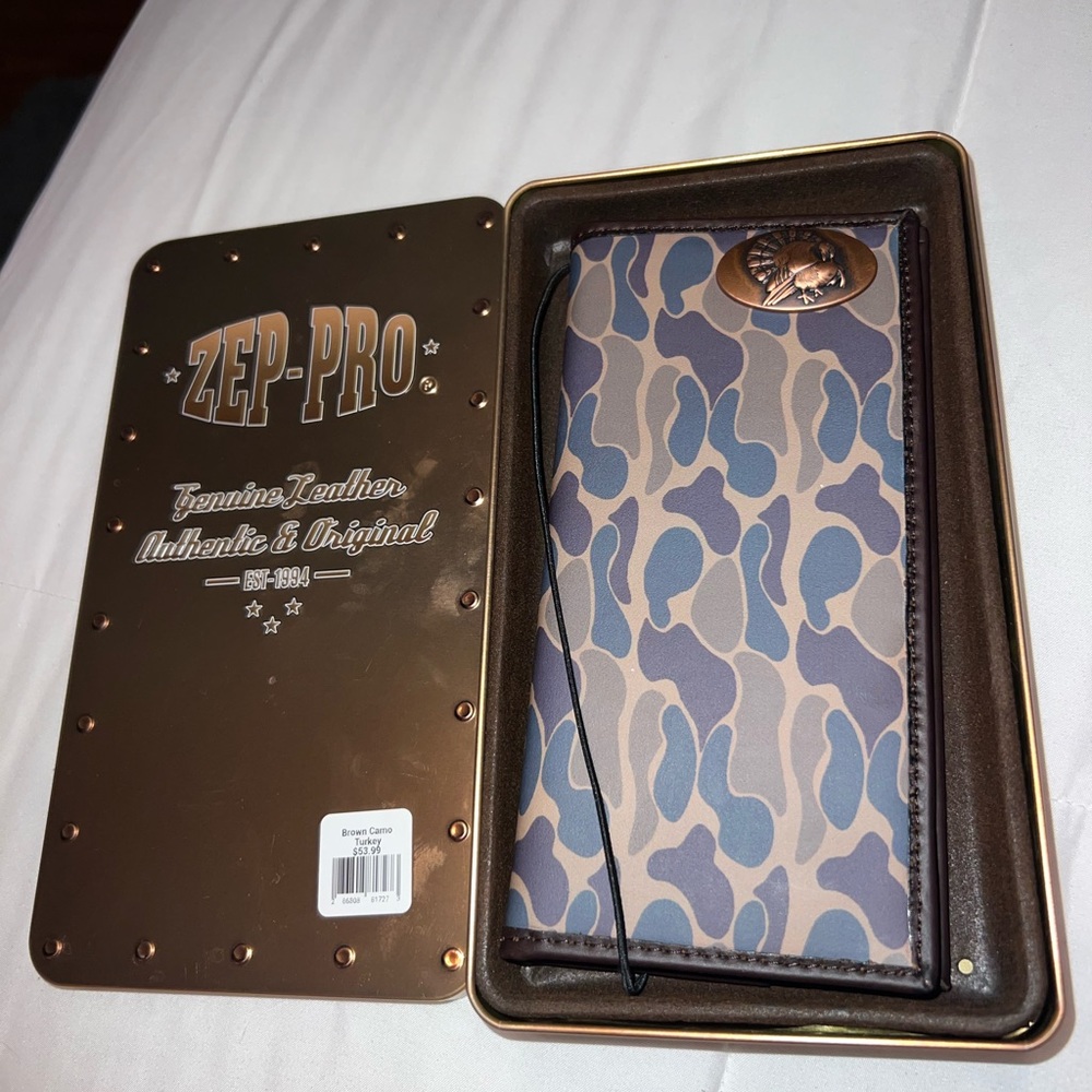 Zep-Pro Camouflage Turkey Theme Men's Credit Card Wallet Brown Blue Beige
